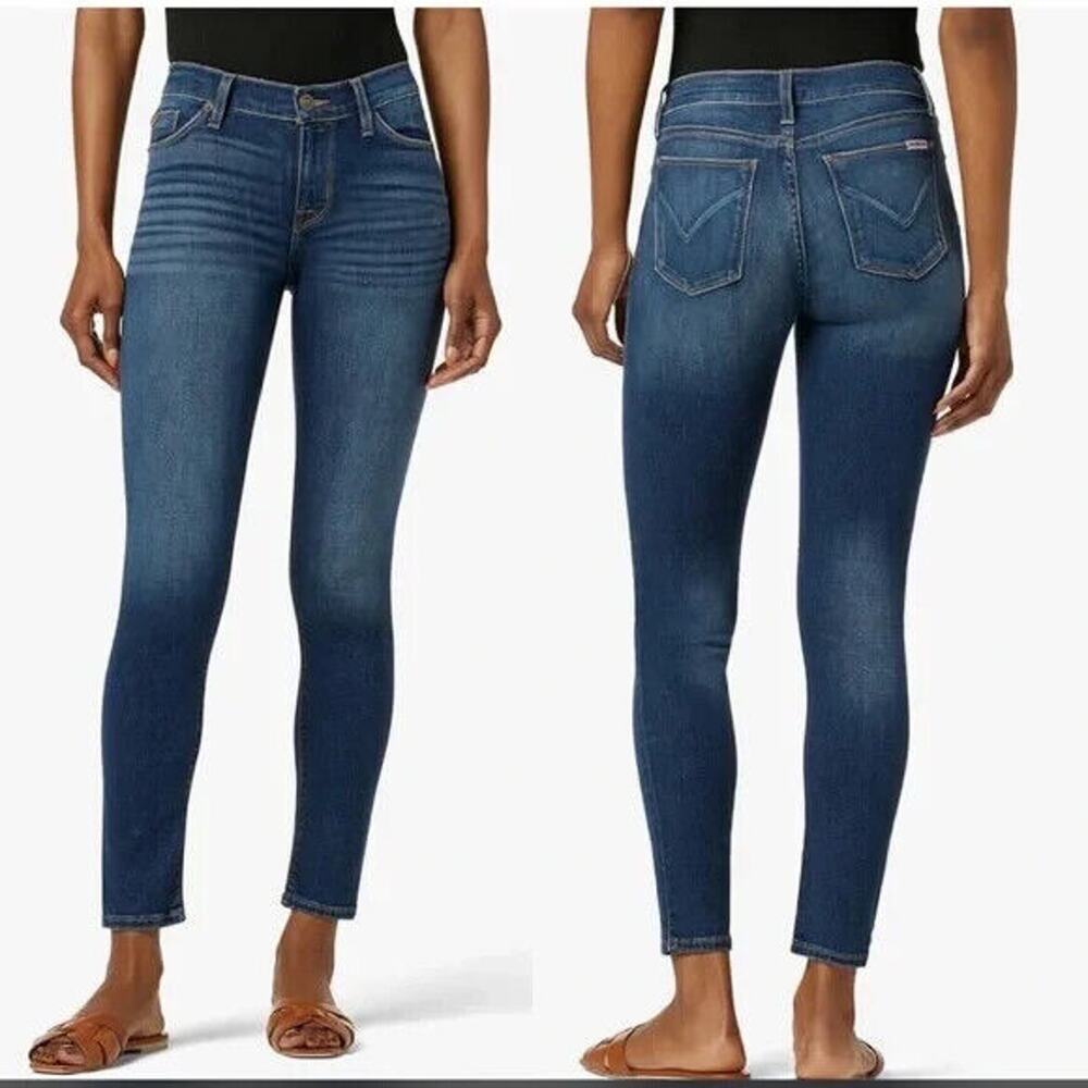 HUDSON Krista Super Skinny Jeans Dark Wash Blue Distressed 26 NW4072ZFA